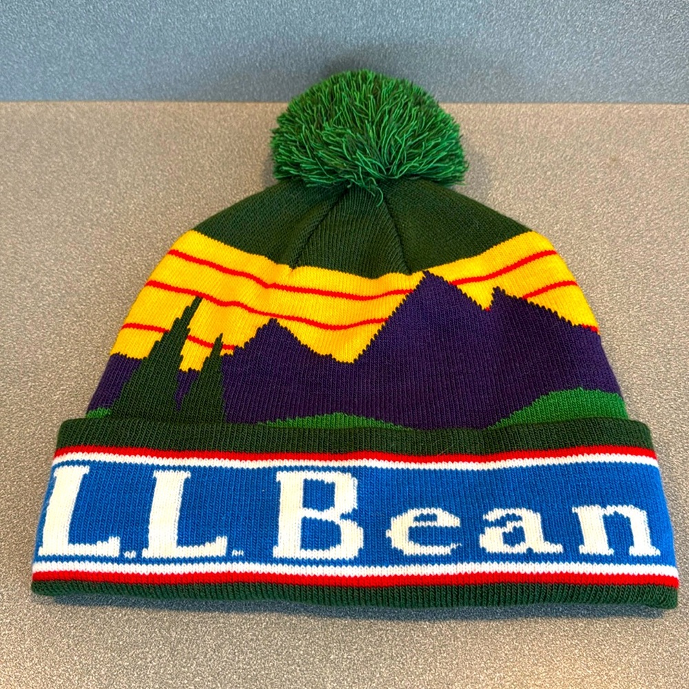 Old Navy Green Multi-Color Pom Beanie